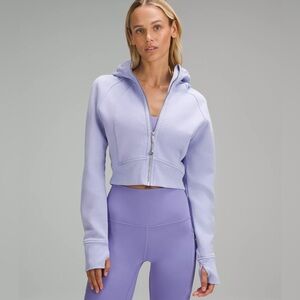 Scuba Full-Zip Cropped Hoodie Lilac Smoke